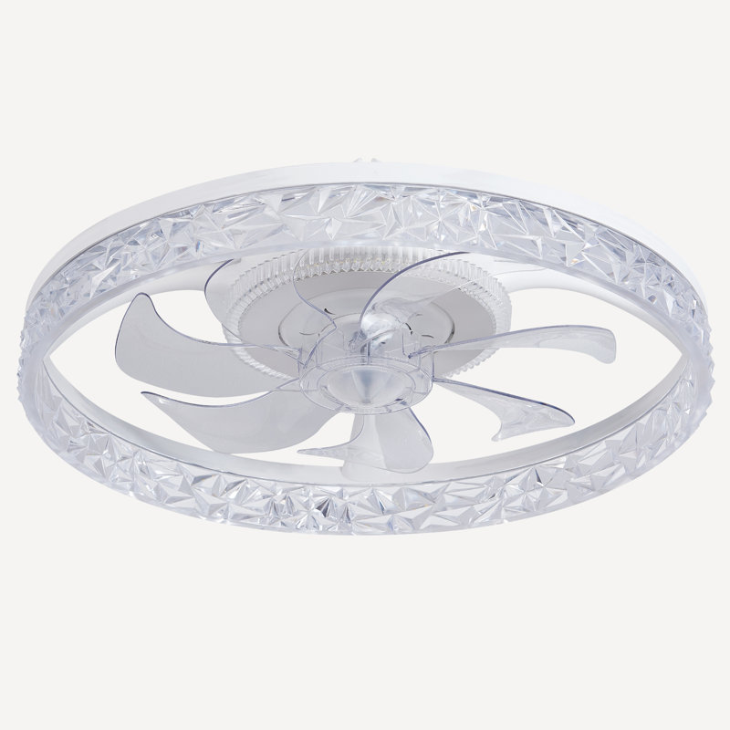 Indoor Flush Mount Ceiling Fan With LED Light And Remote Control, White