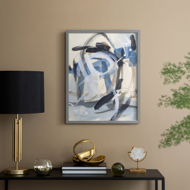 Base lunaire I, reproduction encadrée - bois massif, H 11 po x l 9 po, Gris