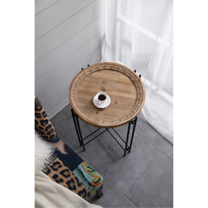 Table d'appoint avec plateau en bois exceptionnel, 21,5 po x 24 po, pour le salon et la chambre à coucher, conception moderne, fabrication en sapin et fer de qualité,