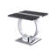 Ensemble de salon de luxe de style contemporain 3 pièces, 1 table basse, 1 table de bout, 1 table de canapé, base en tréteaux, finition noire et argentée-470342972