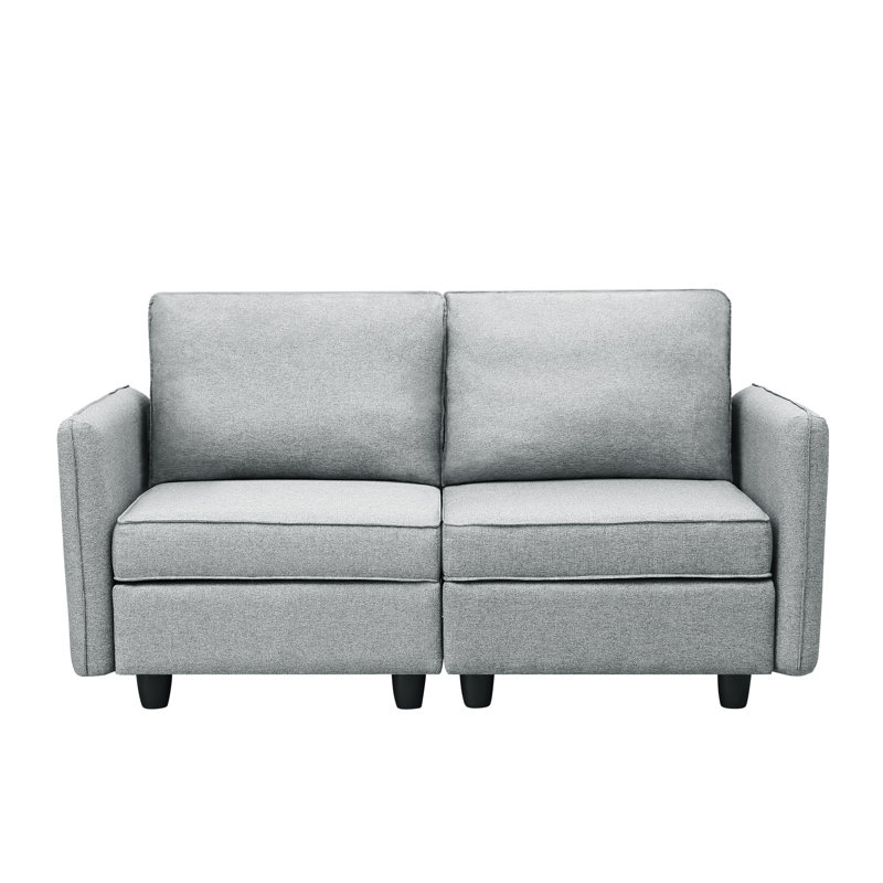 Causeuse modulaire à accoudoirs arrondis 64 po, Gris clair