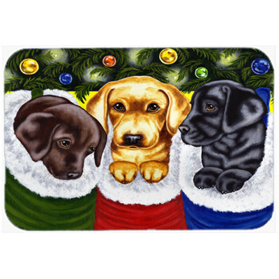 Caroline's Treasures Christmas Stocking Surprise Labrador Glass Cutting Board