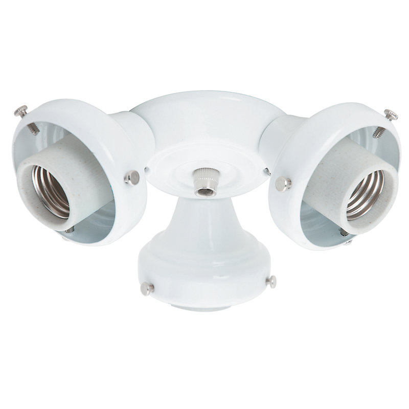 3-Light Branched Ceiling Fan Light Fitter, White