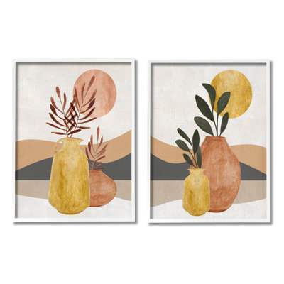 «Boho Botanical Sprig's Landscape», ensemble de 2 giclées encadrées par Janet Tava