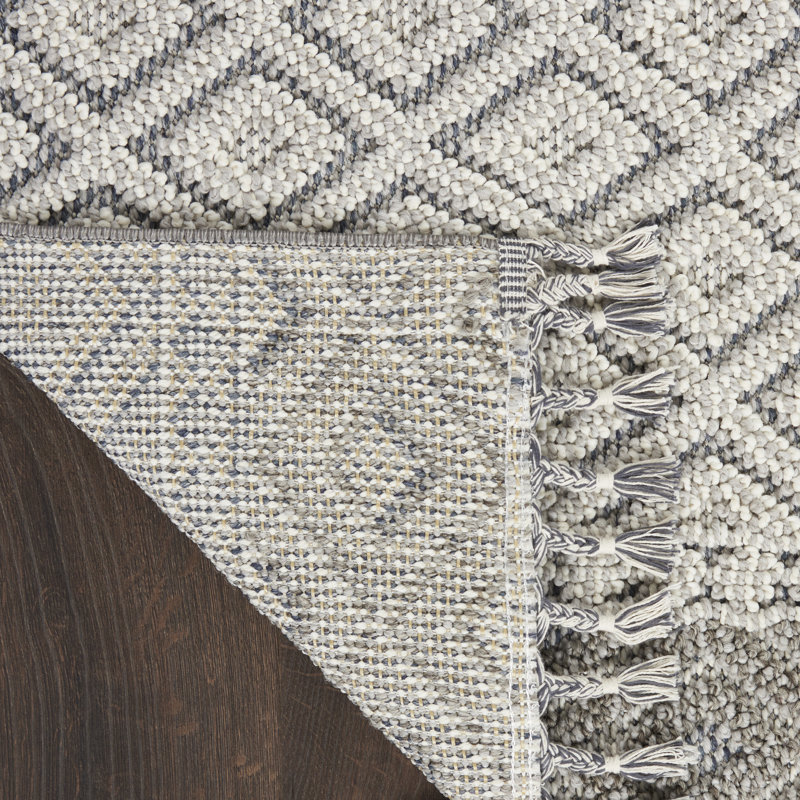 Tapis gris / ivoire Ahrens, Tapis de couloir 2 pi 2 po x 8 pi 2 po