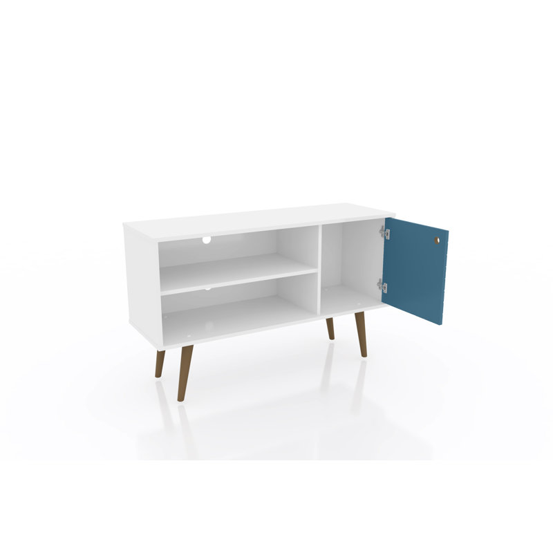 Darryl TV Stand for TVs up to 43", White/Aqua Blue