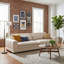 Le canapé moderne de style Mid-Century (beige) rehausse l'ambiance de la maison, idéale pour les rassemblements en appartement et la détente dans la chambre à coucher