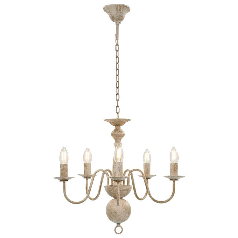 Cheesman 5 - Light Candle Style Chandelier, Beige