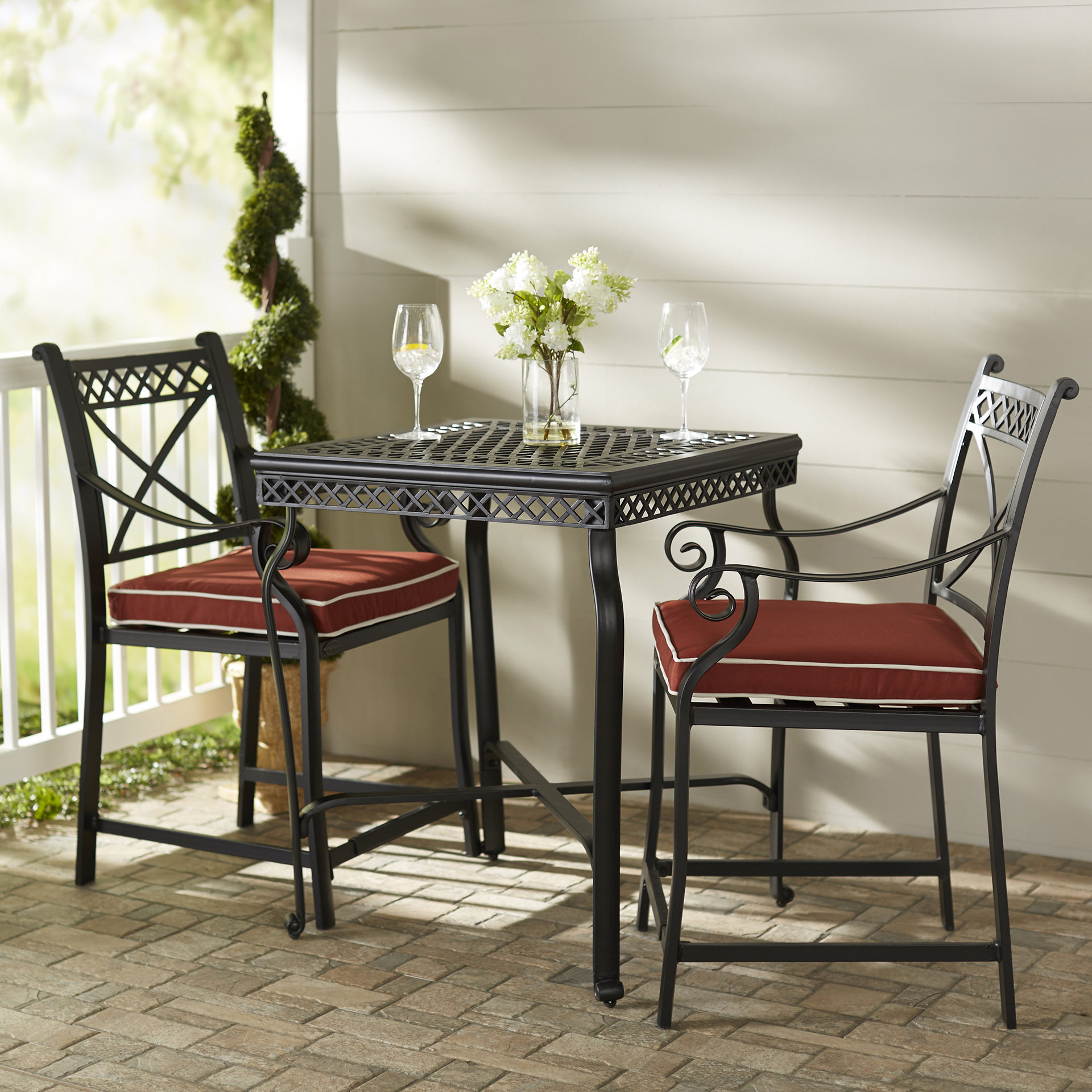 Fleur De Lis Living Nadine 2 Person Square Outdoor Dining Set with