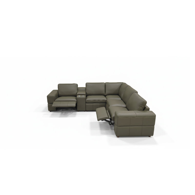 Canapé modulaire en cuir Thampstra, Olive Leather Match
