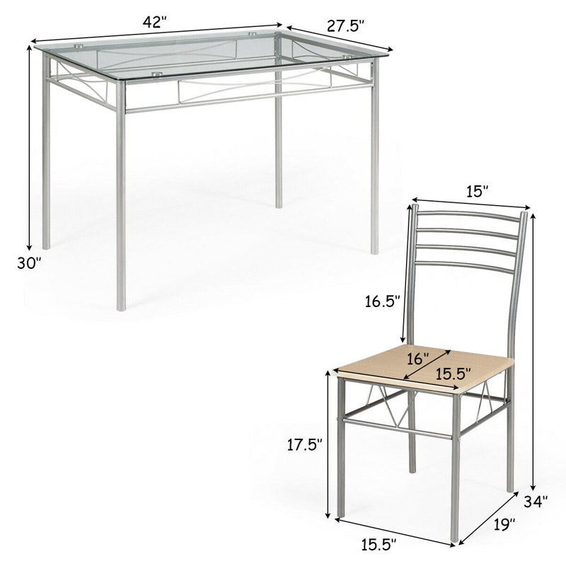 Stouferberg 4 - Person Glass Top Four Leg Dining Set