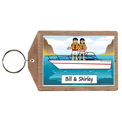 Personalized Boating Couple Wooden Key Chain