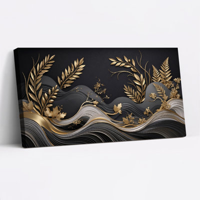 Ensemble de 1 tableau sur toile « Vagues dorées »