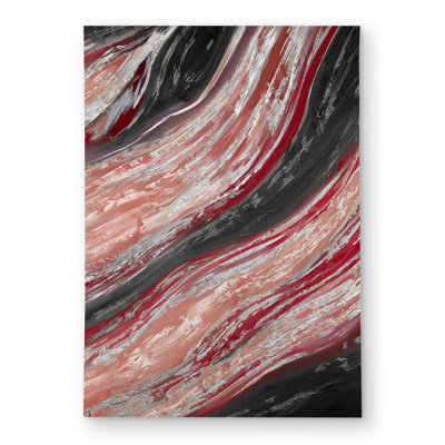 Red Wave Contemporary Abstract Outdoor Area Rug for Home Decor