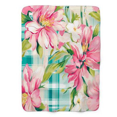 Damier aquarelle Blooms - 1 pièce Sherpa Premium