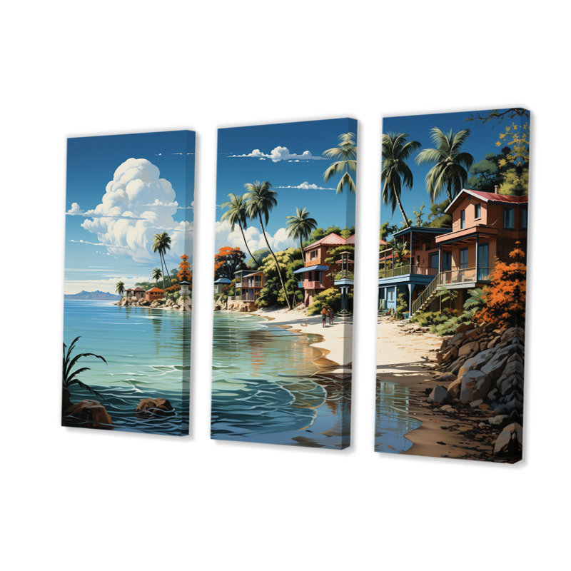 «Beach Tropical Vibes» sur toile, reproduction de 3 pièces, H 28 po x l 36 po x P 1 po, Wrapped Canvas