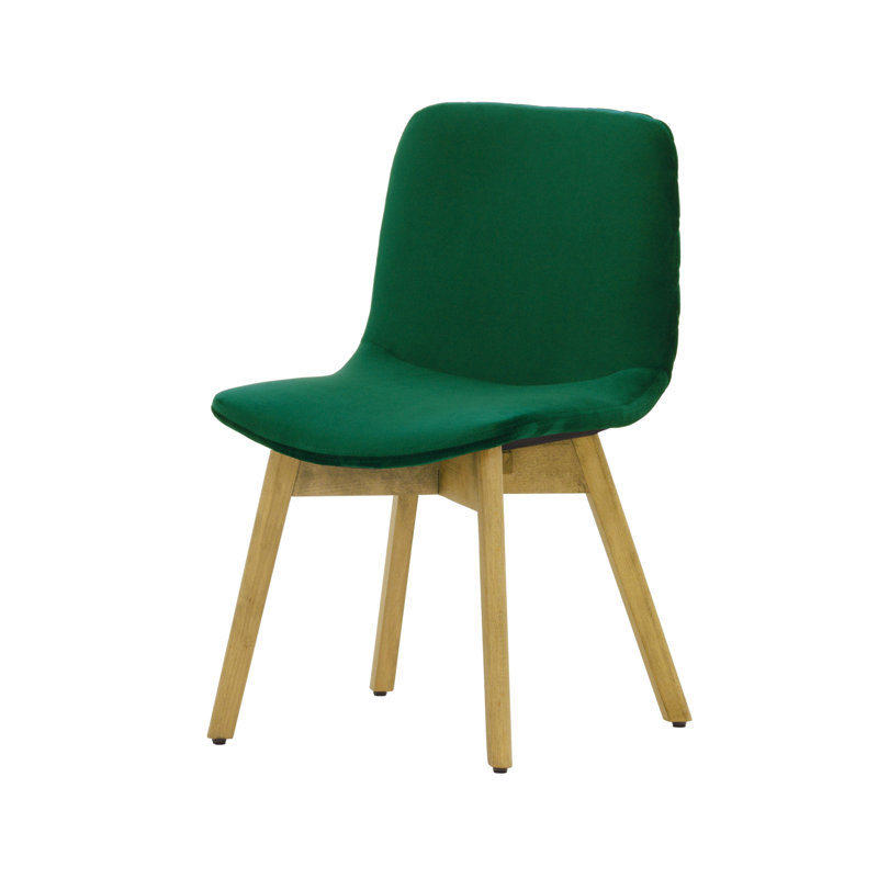 Jada 48cm H Velvet Upholstered Side Chair, Dark Green, Dark Oak