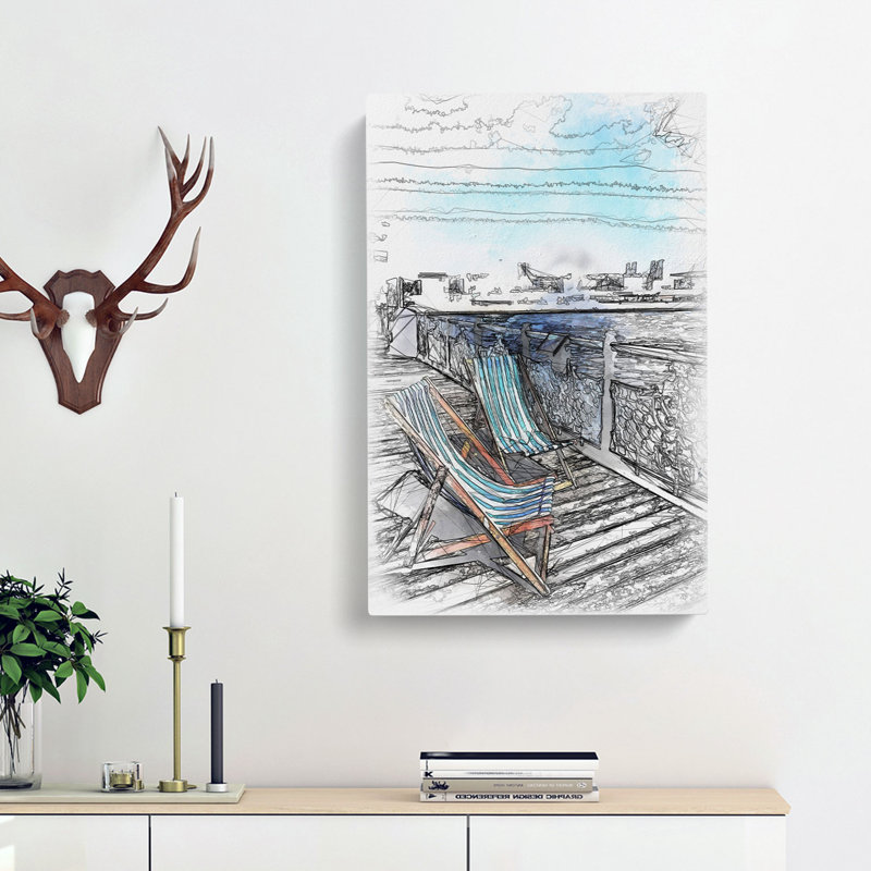 Upon Brighton Beach Pier - Wrapped Canvas Drawing - Wrapped Canvas, 76cm H x 50cm W x 3cm D