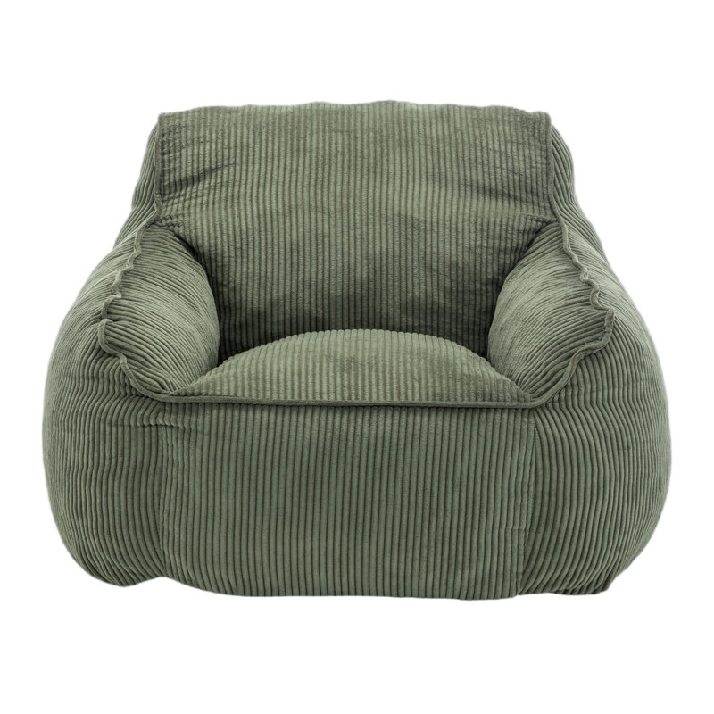 Compression Corduroy Fabric Bean Bag Chair Memory Foam Filled, Green