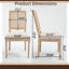 Ensemble de 2 chaises de salle à manger en bois sculpté avec dossier en rotin et siège en lin