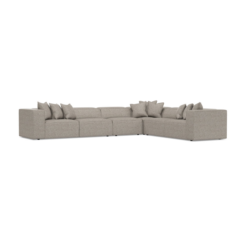 Bernhardt Bliss 4-Piece Fabric Sectional, Light Brown Polyester, 28" H x 160.5" W x 123.5" D