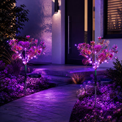 Solar Garden Lights Outdoor Phalaenopsis Flower Garden Stake Lights Waterproof LED Halloween Decor
