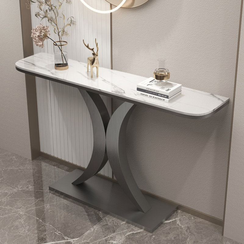 Console en pierre frittée de style italien, H 33,4 po x l 47,2 po x P 15,7 po, Gris
