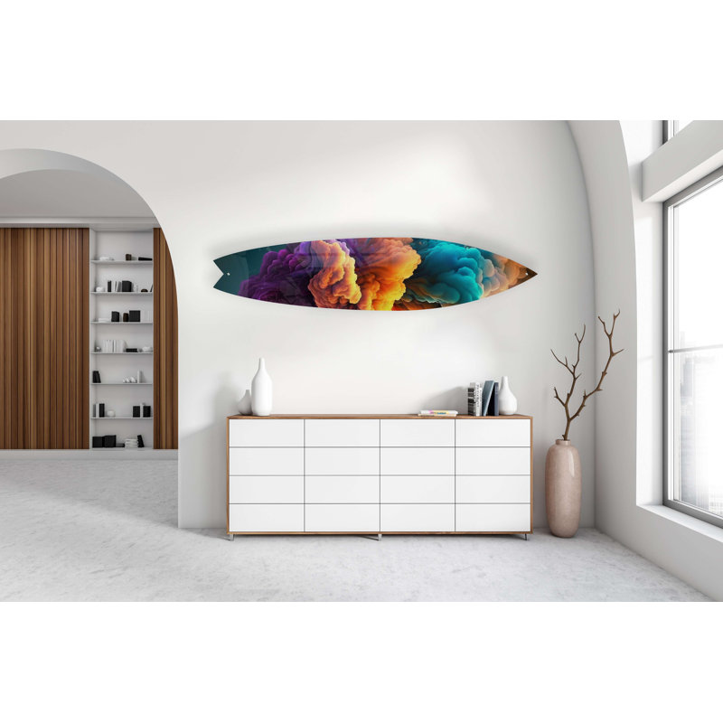 Planche de surf abstraite fumée d'espace - Art sans cadre