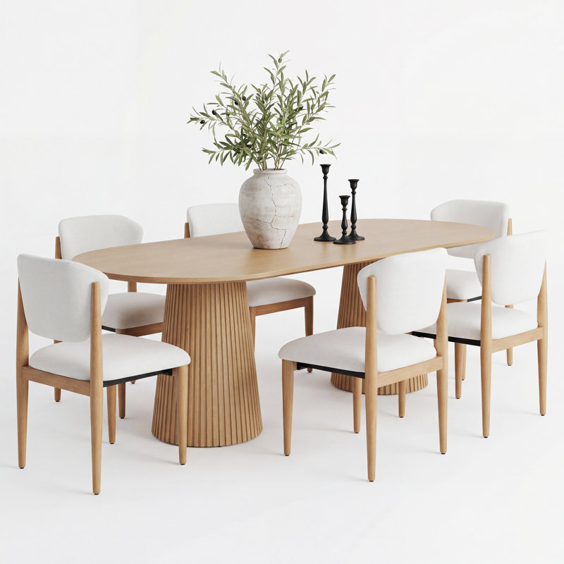 Hodder 6-Person Double Pedestal Solid Wood Dining Set