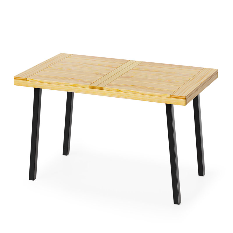 Table de salle à manger 47,2 "en bois massif avec pieds en métal pour 4, Brown
