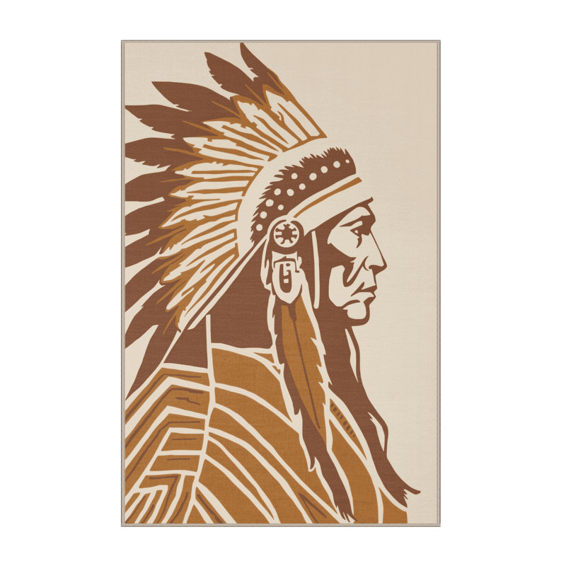 Tapis moelleux moelleux à imprimé bloc Dunton Sioux Warrior, 3 X 5