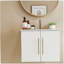 Ensemble de meuble-lavabo mural 24 po avec lavabo, portes doubles, charnières à fermeture en douceur, cuve en céramique, assemblage facile, poignée longue en métal doré, espace de rangement, blanc brillant-1936311177