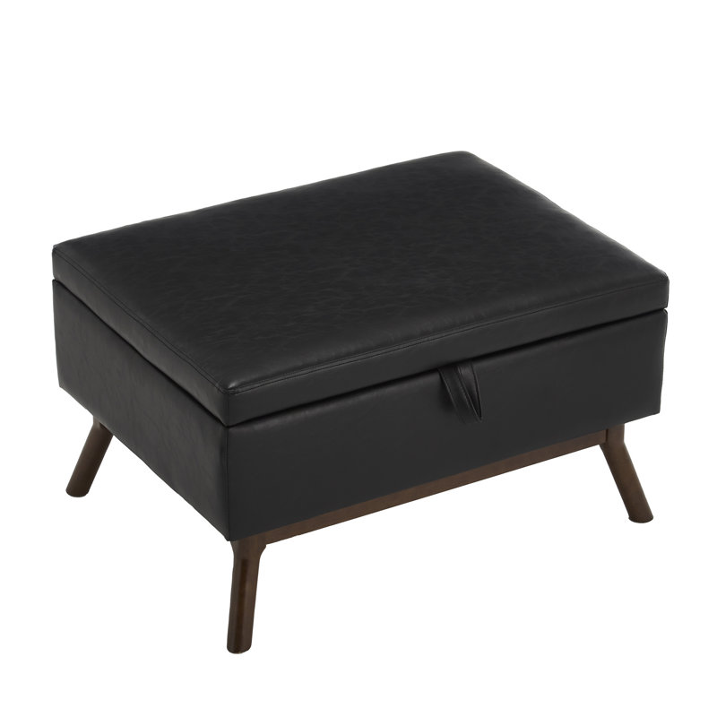 Storage Coffee Table,Ottoman, Black PU