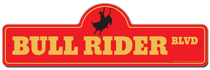Plaque de rue Bull Rider en plastique robuste 6 po x 18 po