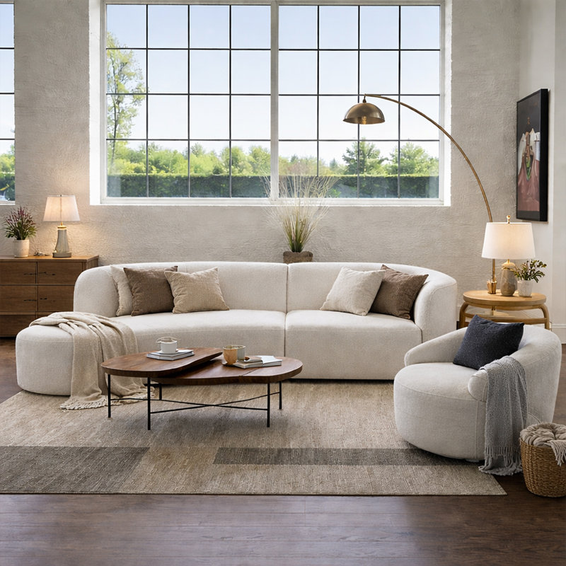 Ensemble de canapé modulaire courbé moderne de 126,3 po avec méridienne 2 pièces 2 pièces - Rehaussez votre salon et votre bureau personnel
