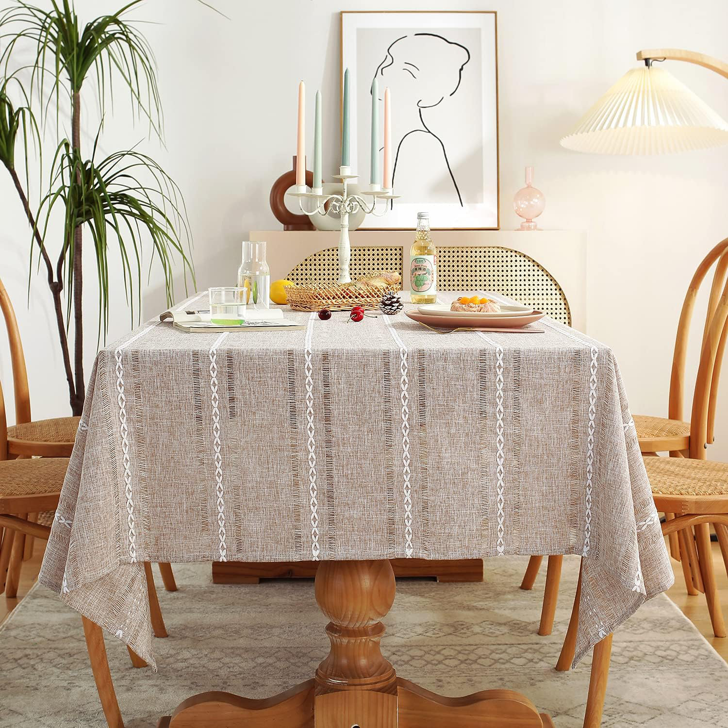 Gracie Oaks 60 X 120 Inches Farmhouse Style Tablecloths, Wrinkle