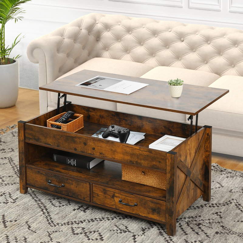 Table basse à plateau relevable, Brun
