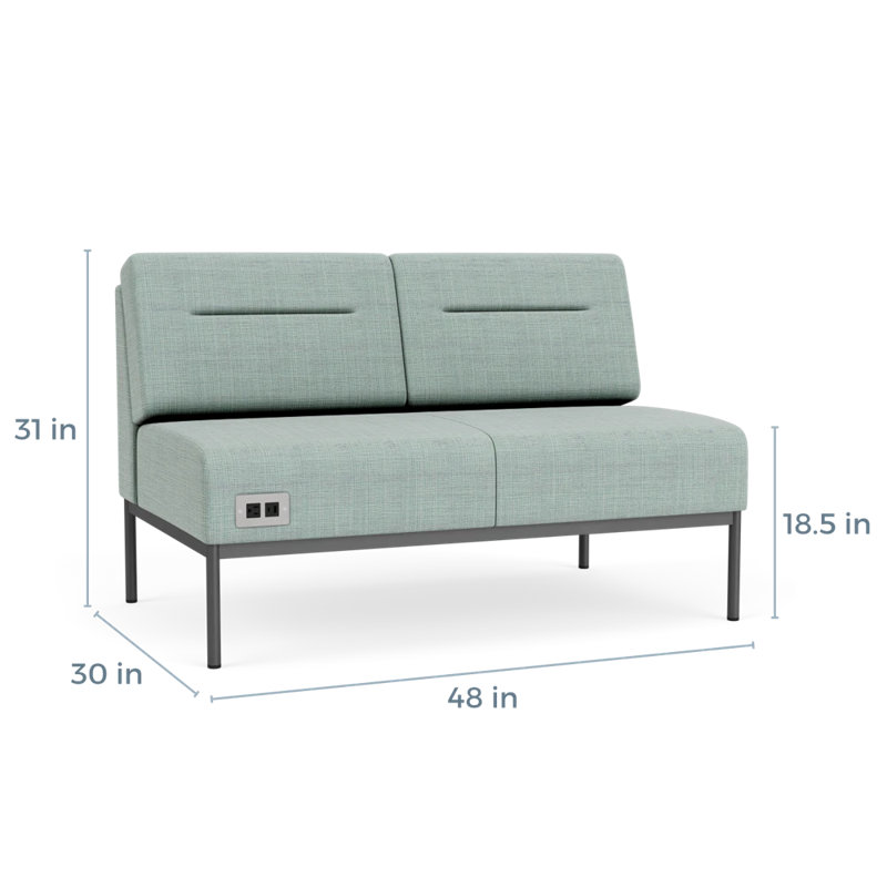 Causeuse Darsey, Gris anthracite, Chambray écume de mer, Avec alimentation