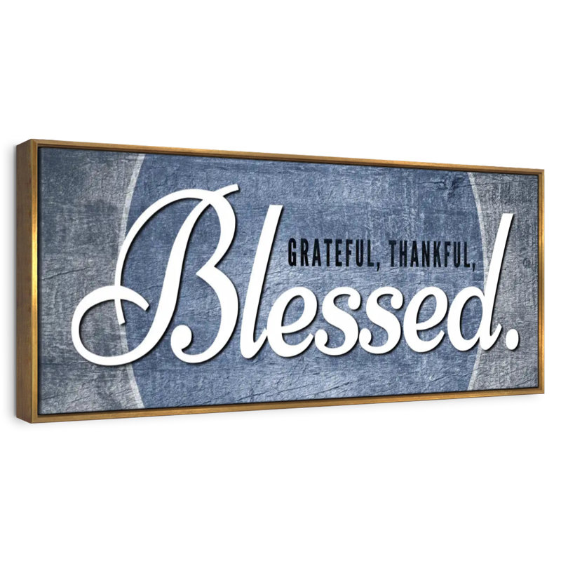 Bienheureux, typographie inspirante, 46" X 16", Floating Frame Gold