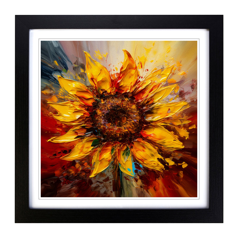 Sunflower Abstract Art No.1 - Framed Print, Black