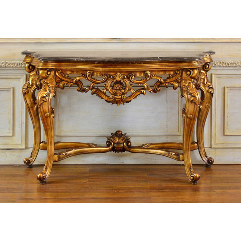 Rosia 53'' W Marble Console Table, Brown
