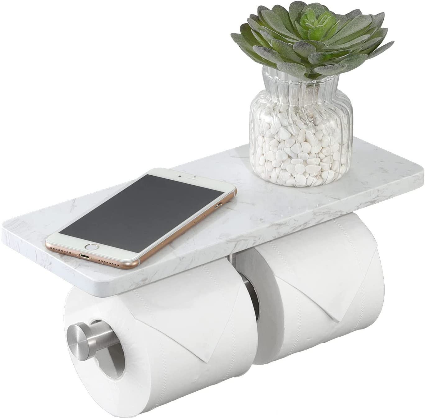 Luxdecor Metal Toilet Paper Holder with Shelf Wall Mount