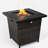 Square Fire Pit Table 28inch, Black Brown, Steel Tabletop, Propane/ Fueled Fireplace 28inch Table, Construction, Fuel, 2.2inch Bowl
