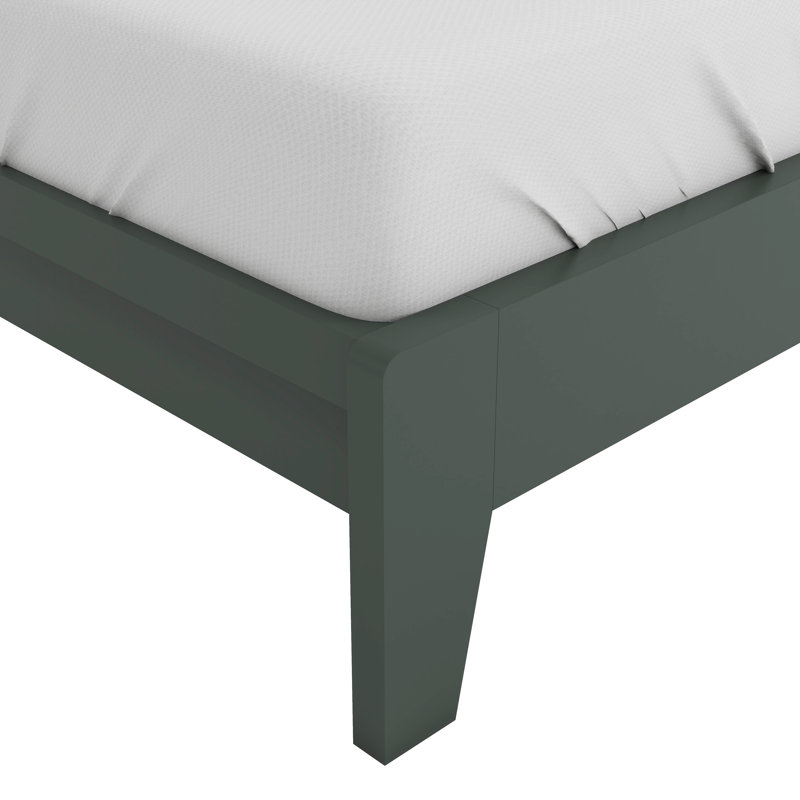 Allyannah Levison Platform Bed With Headboard, King, Kale Green/Reviera Eichi