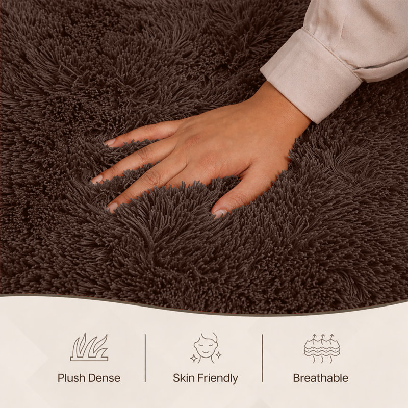 Aspire Homeware Brown Shaggy Area Rug Soft Plush Indoor Carpet, Rectangle 120cm Width X 170cm Length