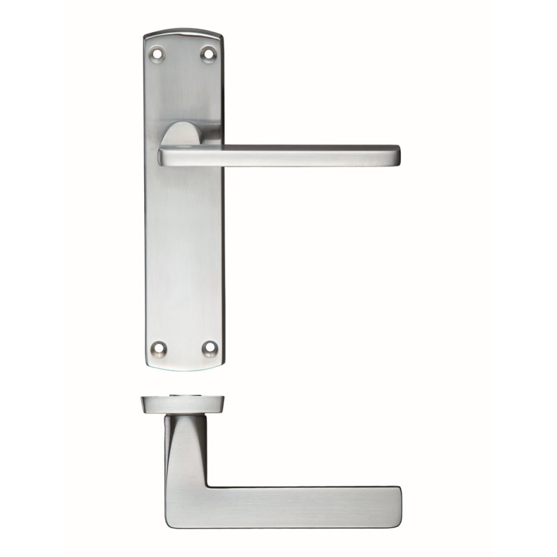 Leon Latch Door Handle, Satin Chrome