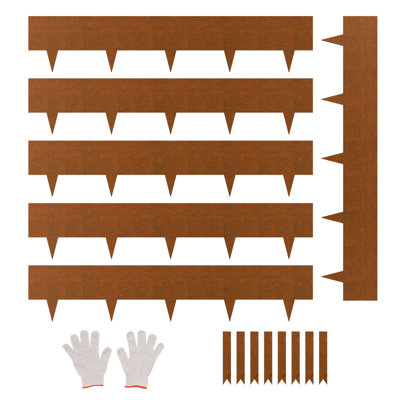 Weather-Resistant Steel Landscape Edging 6 Packs 40x8 in Yard Edging Border