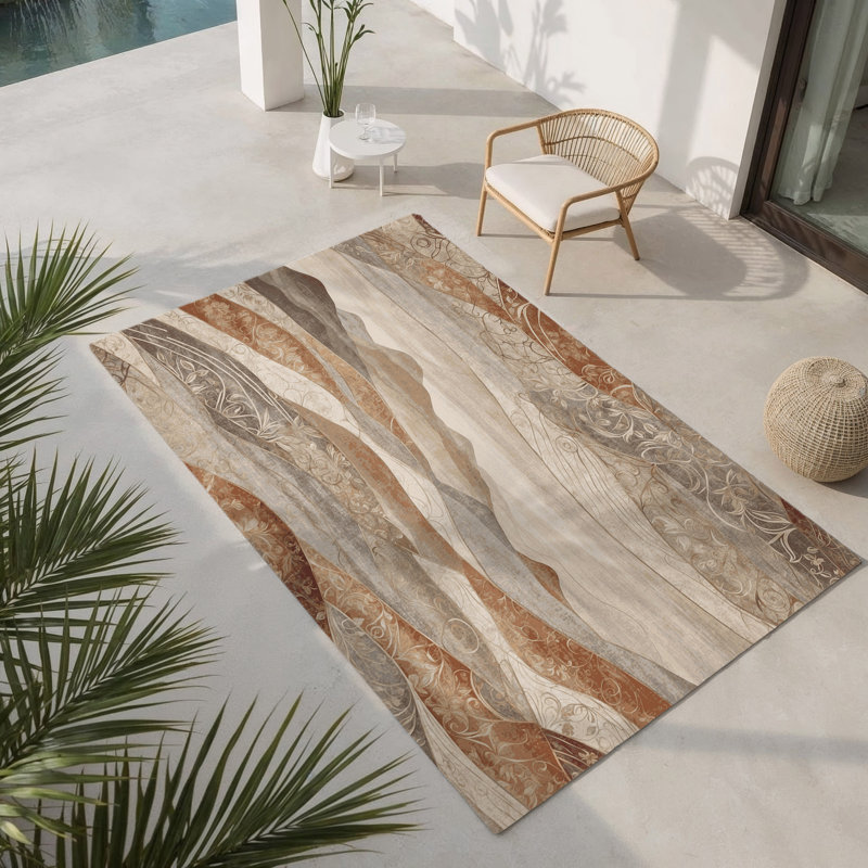Erosive Lines Indoor And Outdoor Area Rug, Rectangle 9' x 12'