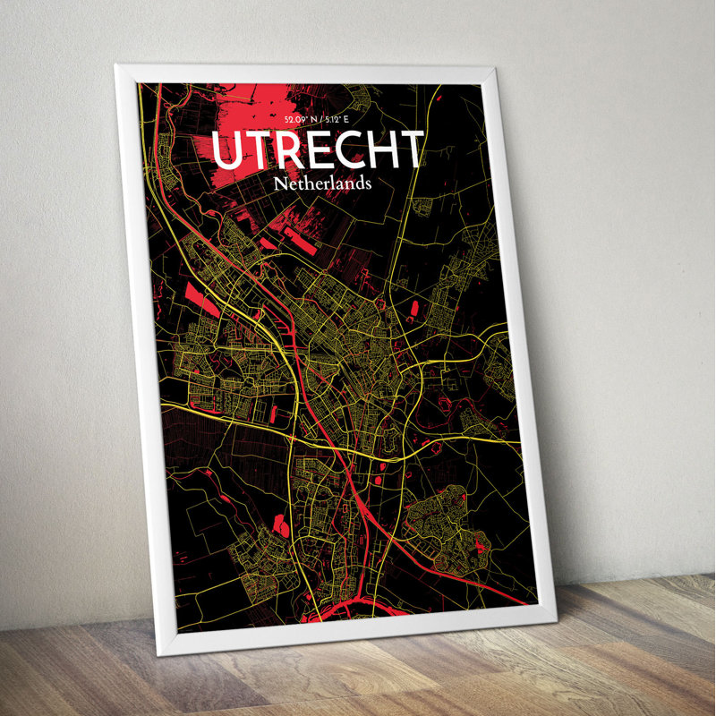 Utrecht City Map - No Frame Print, 91.4cm H x 61cm W x 0.13cm D