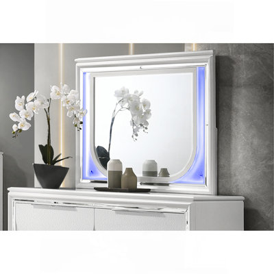 Miroir blanc perle